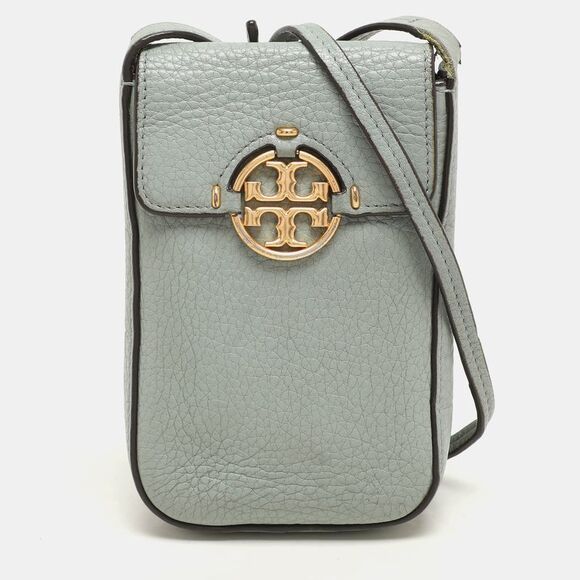 Tory Burch Green Leather Miller Phone Crossbody Bag